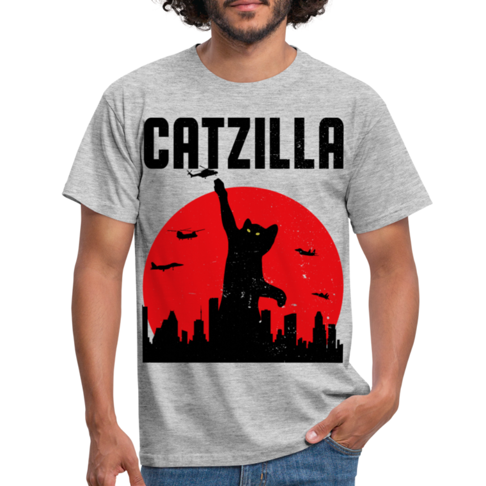 Lustiger Catzilla Katzenspruch | Männer T-Shirt - Grau meliert