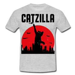 Lustiger Catzilla Katzenspruch | Männer T-Shirt - Grau meliert