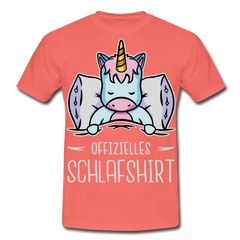 Offizielles Schlafshirt Einhorn | Männer T-Shirt - Koralle