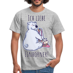 Ich liebe Einhörner! Anti-Unicorn | Männer T-Shirt - Grau meliert
