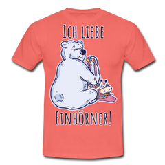 Ich liebe Einhörner! Anti-Unicorn | Männer T-Shirt - Koralle