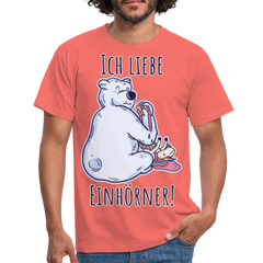 Ich liebe Einhörner! Anti-Unicorn | Männer T-Shirt - Koralle