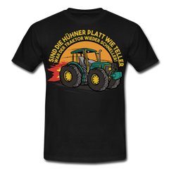 Hühner Trecker Spruch | Männer T-Shirt - Schwarz