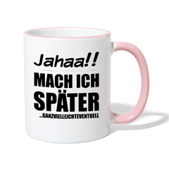 Frecher Teenager Spruch Kaffeetasse | Lustige Sprüche Kaffeebecher für Freche Mädchen und Jungs | Teenager Kinder | Faulenzer Trödler Tasse - Weiß/Pink