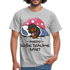Schlafshirt Schlafen Mädchen Jungen Dackel Mein Süße Träume Männer T-Shirt - Grau meliert