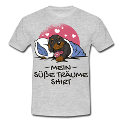 Schlafshirt Schlafen Mädchen Jungen Dackel Mein Süße Träume Männer T-Shirt - Grau meliert