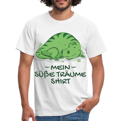 Schlafshirt Schlafen Dino Jungen Tyrannosaurus Süße Träume Männer T-Shirt - Weiß