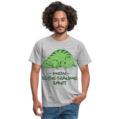 Schlafshirt Schlafen Dino Jungen Tyrannosaurus Süße Träume Männer T-Shirt - Grau meliert