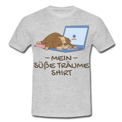 Schlafshirt Schlafen Mädchen Jungen Bulldogge Süße Träume Männer T-Shirt - Grau meliert
