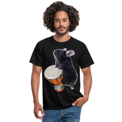 Chinchilla trommelt Djembe Lustige Chinchillas Frauen Männer T-Shirt - Schwarz