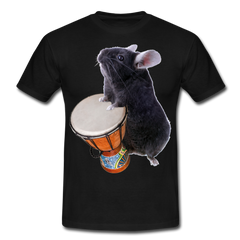 Chinchilla trommelt Djembe Lustige Chinchillas Frauen Männer T-Shirt - Schwarz