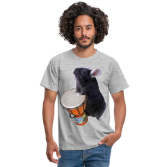 Chinchilla trommelt Djembe Lustige Chinchillas Frauen Männer T-Shirt - Grau meliert