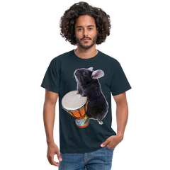 Chinchilla trommelt Djembe Lustige Chinchillas Frauen Männer T-Shirt - Navy