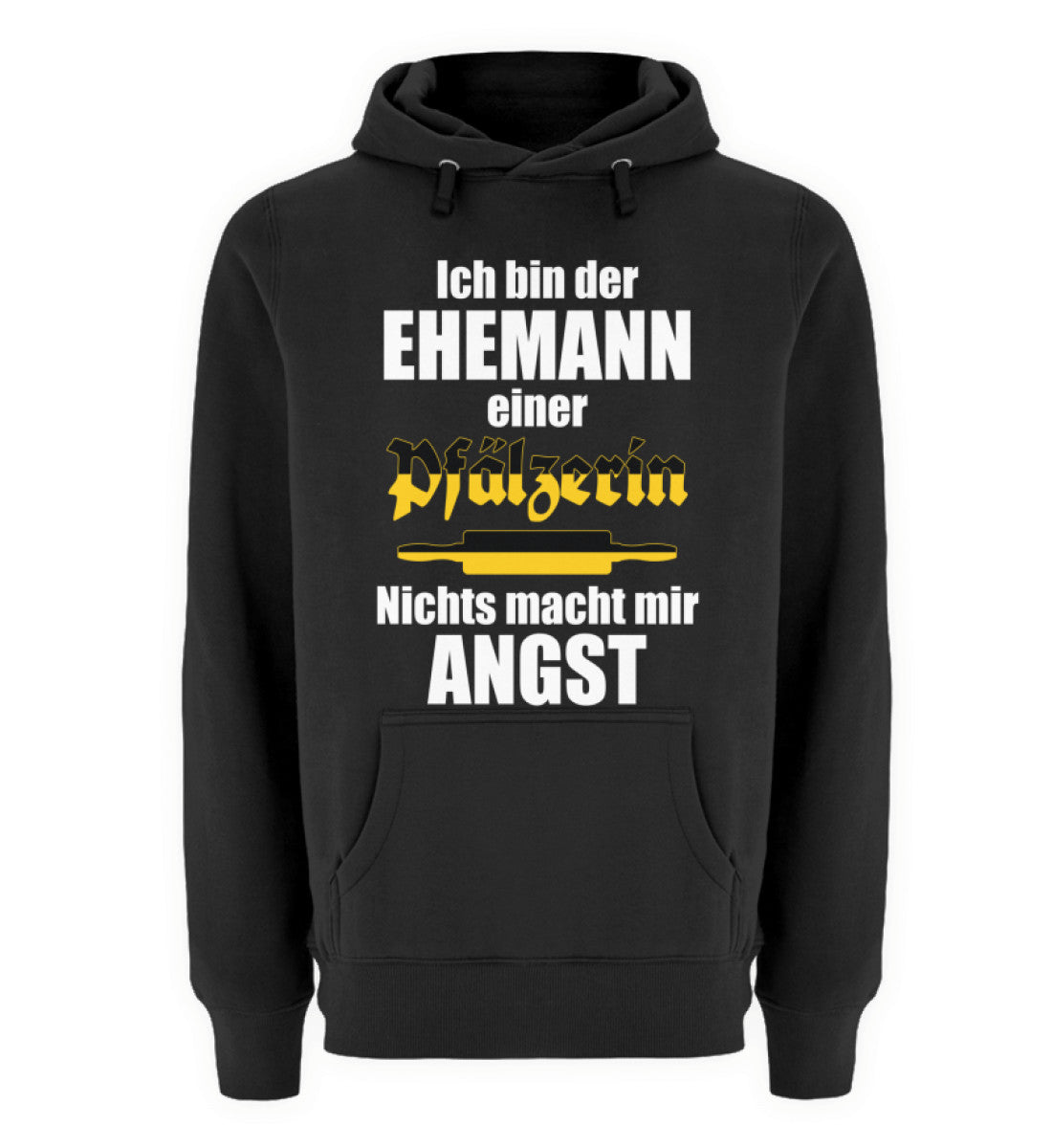 Lustiger Spruch Ehemann Pfälzerin | Unisex Premium Kapuzenpullover in Black in Größe S