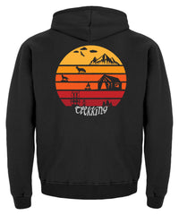 Wandern & Trekking mit Zelt und Lagerfeuer | Kinder Hoodie in Jet Schwarz in Größe 3/4 (98/104)