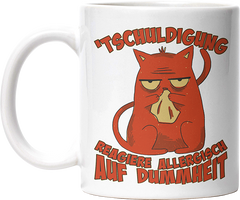Tschuldigung reagiere allergisch auf Dummheit Katze 2 Lustige Kaffeetassee online kaufen Geschenkidee