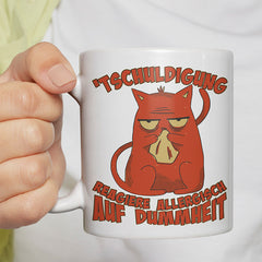 Tschuldigung reagiere allergisch auf Dummheit Katze 2 Lustige Kaffeetassee online kaufen Geschenkidee