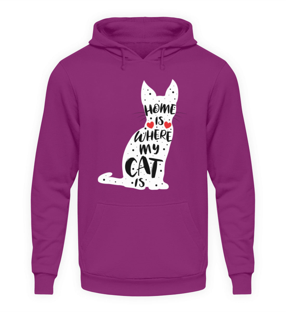 Home Is Where My Cat Is | Unisex Kapuzenpullover Hoodie in Magenta Magic in Größe S