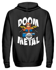 Lustiger Doom Metal Drummer Faultier | Zipper Hoodie in Schwarz in Größe S
