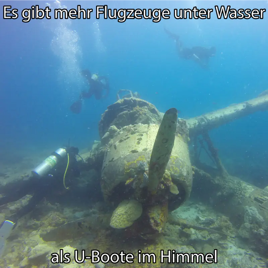 Witz: Es gibt mehr Flugzeuge unter Wasser als U-Boote im Himmel lustiges Meme