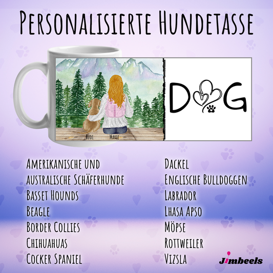 Personalisierte Tasse mit Hund und Mädchen bzw. Frau online gestalten und kaufen