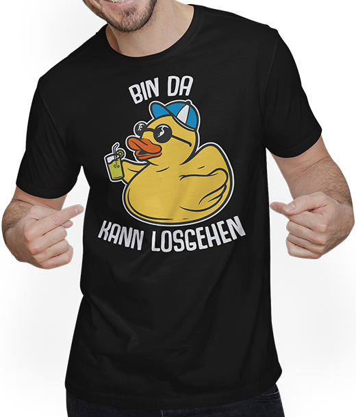 Produktbild von T-Shirt mit Mann Bin da kann losgehen Badeentchen Lustig Cooler Party Spruch