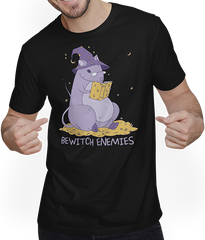 Produktbild von T-Shirt mit Mann Bewitch Enemies Lustige magische Haustiere, Ratten, Hexe, Spruch