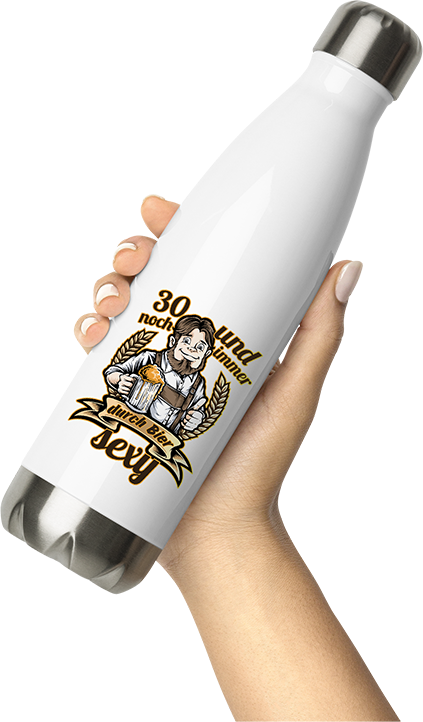 Produktbild von Thermosflasche von Hand gehalten 30. Geburtstag Party Herren Lustiger Bier Spruch Biertrinker