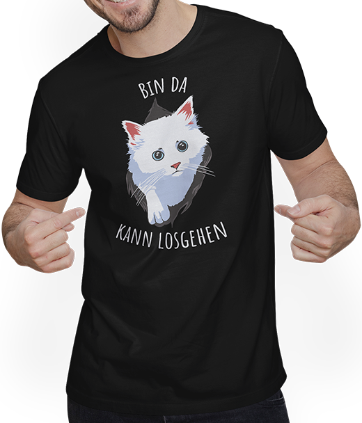 Produktbild von T-Shirt mit Mann Bin da kann losgehen Süßes Kätzchen für Mädchen & Teenager