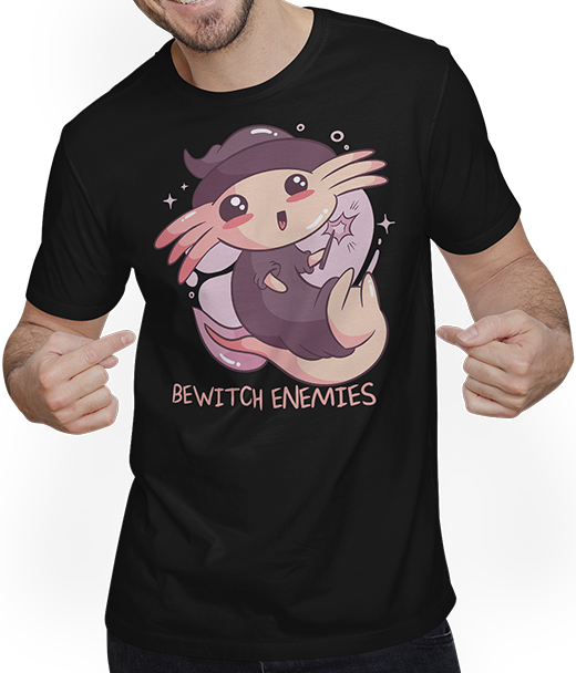 Produktbild von T-Shirt mit Mann Bewitch Enemies Funny Magic Axolotl Hexe Spruch Hexe