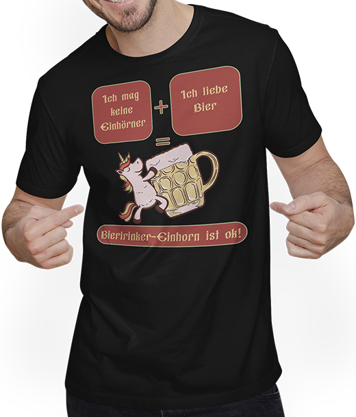 Produktbild von T-Shirt mit Mann Bierhorn Lustiger Bier Spruch mit Einhorn Anti-Einhorn