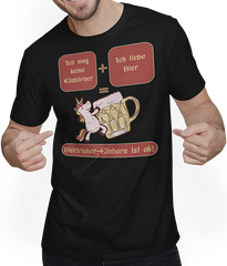 Produktbild von T-Shirt mit Mann Bierhorn Lustiger Bier Spruch mit Einhorn Anti-Einhorn