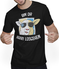 Produktbild von T-Shirt mit Mann Bin da kann losgehen Schaf Lustiger Cooler Party Spruch