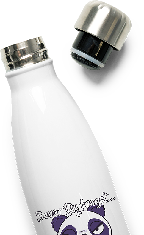 Produktbild vom Oberteil der Thermoflasche Bevor Du fragst NEIN! Lustiger Spruch Genervter Panda
