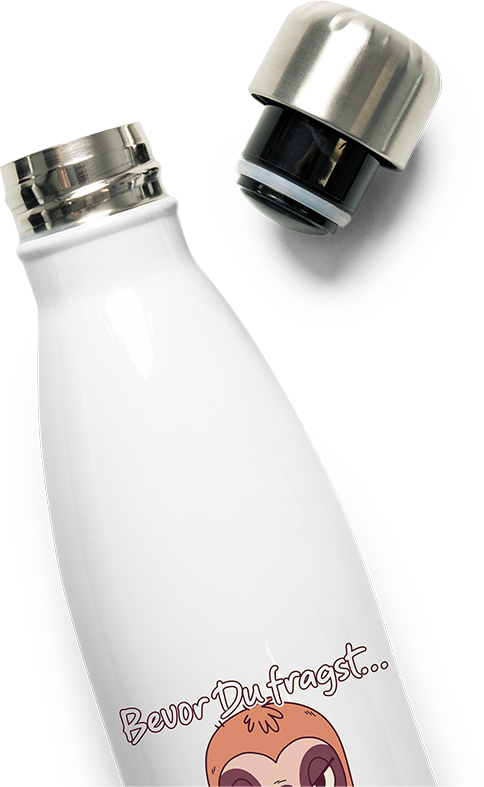 Produktbild vom Oberteil der Thermoflasche Bevor Du fragst NEIN! Lustiger Spruch Genervtes Faultier