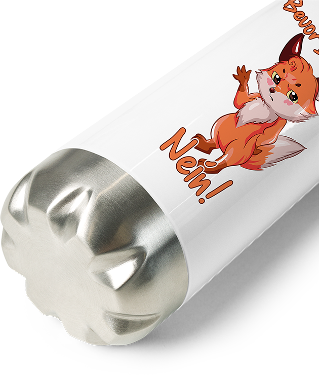 Produktbild vom Boden der Thermoflasche Bevor Du fragst NEIN! Lustiger Spruch Introvertierte Fuchs
