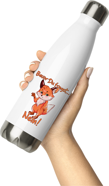 Produktbild von Thermosflasche von Hand gehalten Bevor Du fragst NEIN! Lustiger Spruch Introvertierte Fuchs