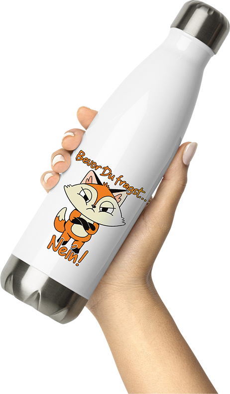 Produktbild von Thermosflasche von Hand gehalten Bevor Du fragst NEIN! Lustiger Spruch Introvertierte Fuchs