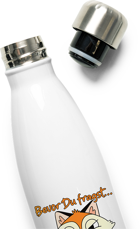 Produktbild vom Oberteil der Thermoflasche Bevor Du fragst NEIN! Lustiger Spruch Introvertierte Fuchs
