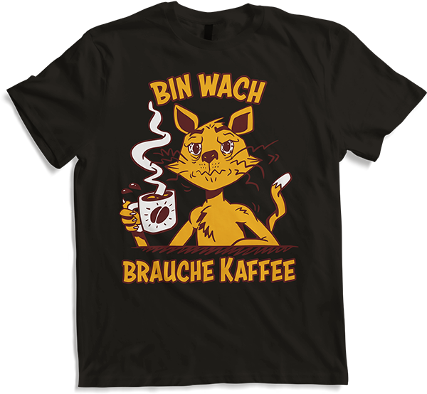 Produktbild von T-Shirt Bin wach brauche Kaffee Mieze Espresso Katzen Sprüche