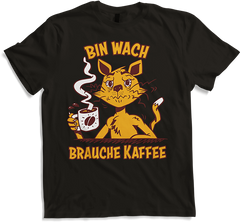 Produktbild von T-Shirt Bin wach brauche Kaffee Mieze Espresso Katzen Sprüche