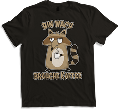 Produktbild von T-Shirt Bin wach brauche Kaffee Sprüche Espresso Waschbär Sprüche
