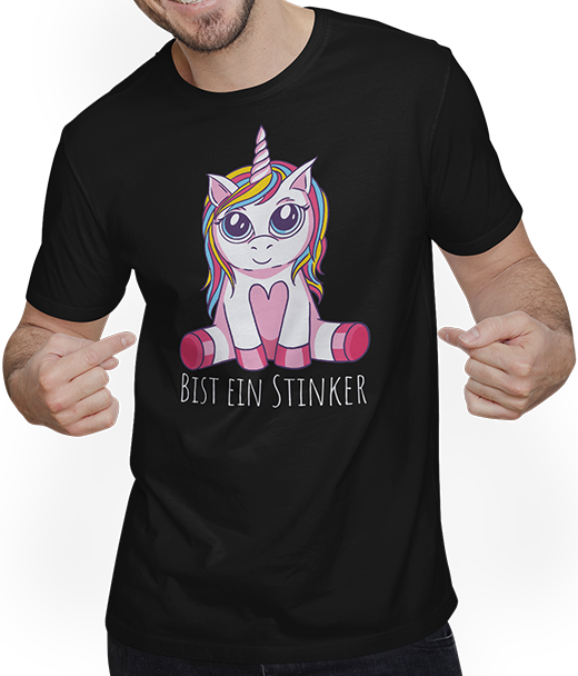 Produktbild von T-Shirt mit Mann Bist ein Stinker | Rotzfreches Einhorn | Süß Kawaii Mädchen