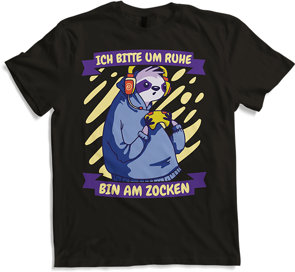 Produktbild von T-Shirt Bitte um Ruhe bin am zocken Gamer Sprüche Faultier Zocker