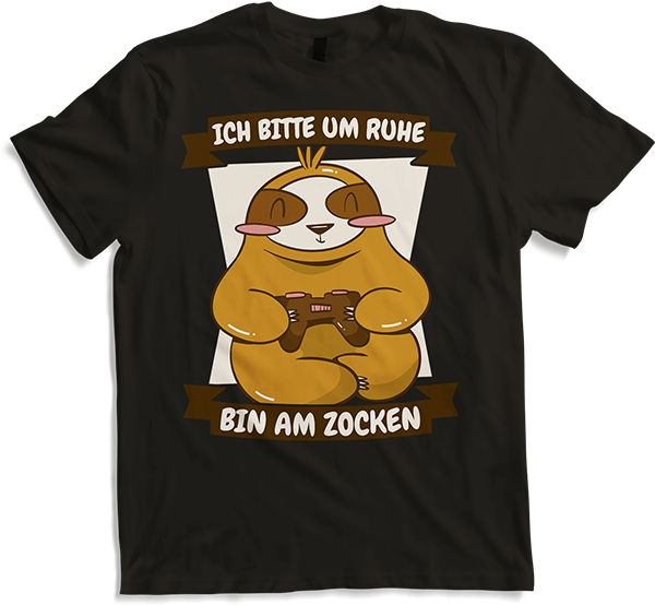 Produktbild von T-Shirt Bitte um Ruhe bin am zocken Gamer Sprüche Faultier Zocker