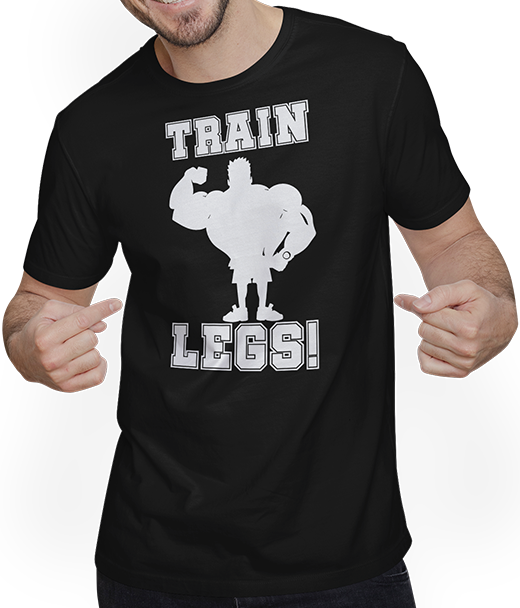 Produktbild von T-Shirt mit Mann Bodybuilder Spruch Gewichtheber Squat Legday