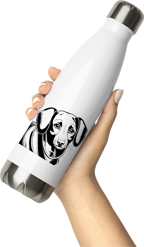 Produktbild von Thermosflasche von Hand gehalten Charmante Dackel-Kunst, Haustierliebhaber, Hunde-Enthusiasten