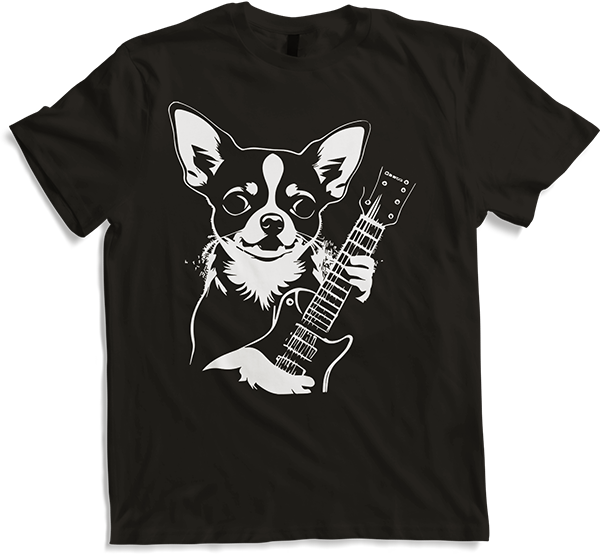 Produktbild von T-Shirt Chihuahua mit E-Gitarre Musiker Lustiger Gitarrist