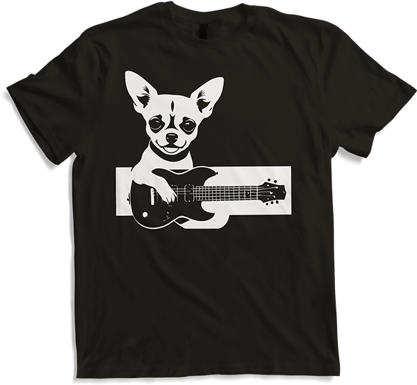 Produktbild von T-Shirt Chihuahua mit E-Gitarre Musiker Lustiger Gitarrist