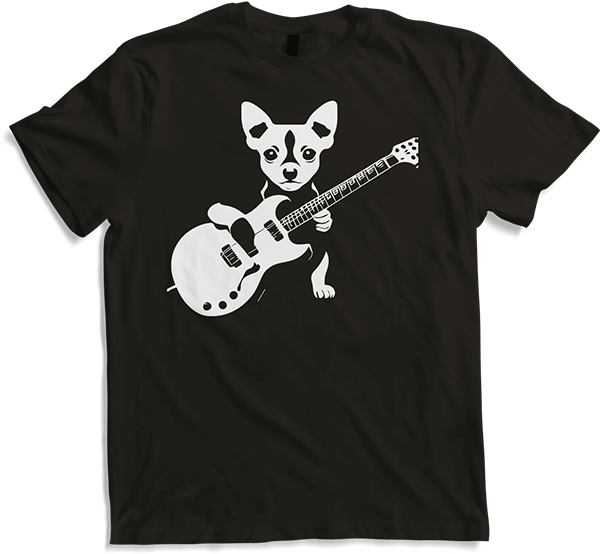 Produktbild von T-Shirt Chihuahua mit E-Gitarre Musiker Lustiger Gitarrist